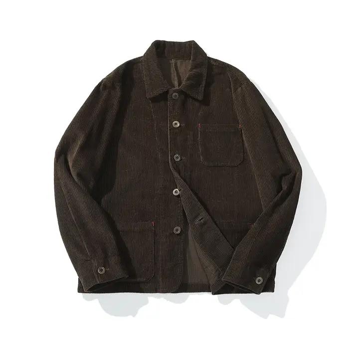Veste d'outillage rétro française pour hommes, vêtements de travail à revers vintage, monochromatiqu