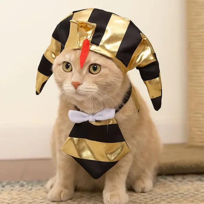 Chapeau de pharaon égyptien pour animaux de compagnie