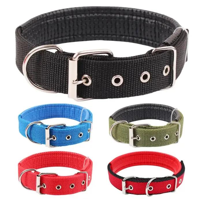 Collier de chien réglable en nylon avec anneau de traction