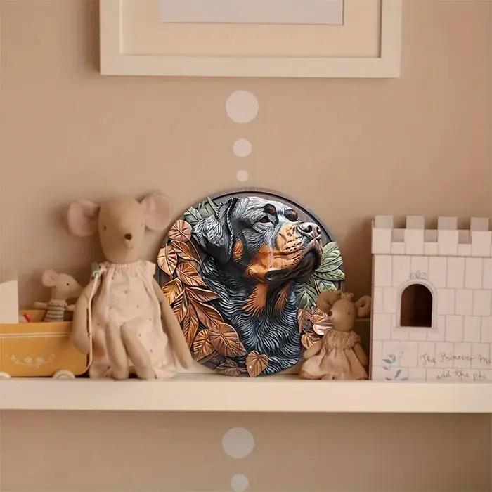 Bandeau décoratif en aluminium Rottweiler - Décoration murale pour intérieur et extérieur - Style pastoral européen américain - Idéal pour salons, chambres, boutiques, événements spéciaux