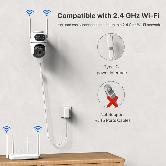 Caméra PTZ 8MP 4K WiFi - Surveillance extérieure avec double objectif