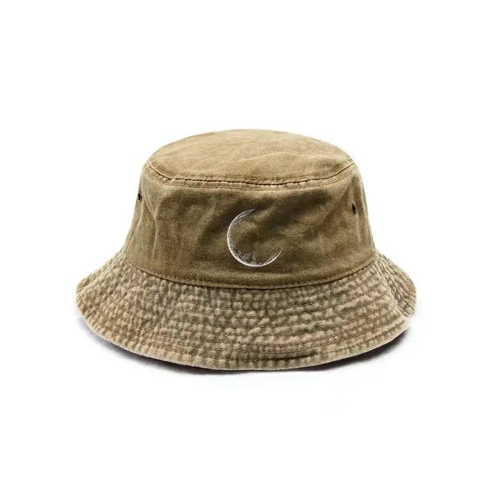 Chapeau de pêcheur - Ajustement réglable, fabriqué en matériau adhésif, avec un motif lune, adapté aux activités de plein air et