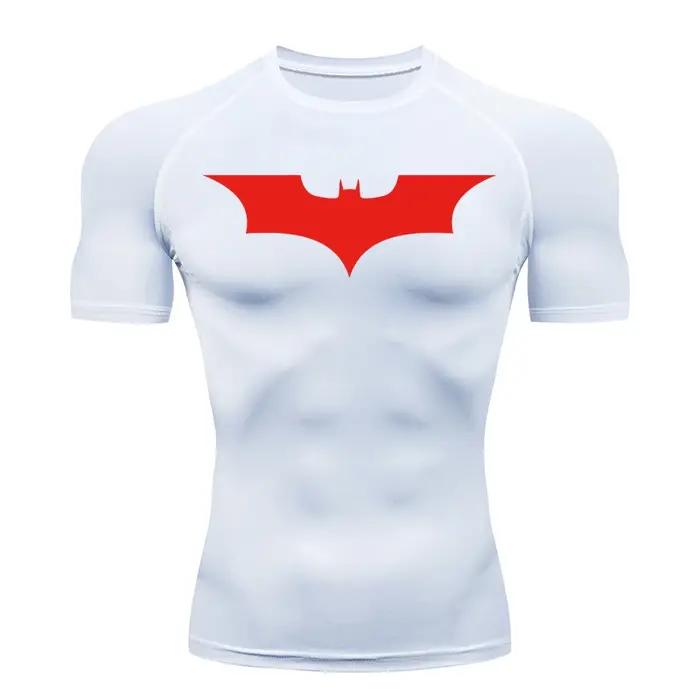 Chemises de Compression imprimées chauve-souris pour hommes, été, manches courtes, protection contre