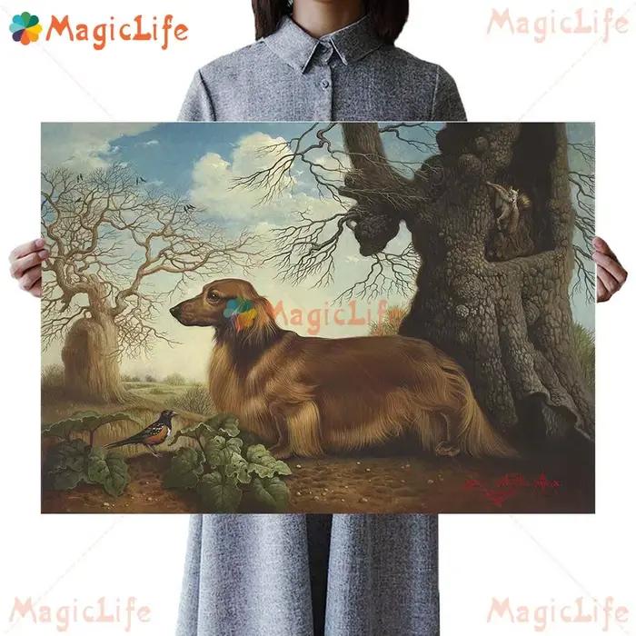 Affiches de paysage Vintage d'animaux de chien