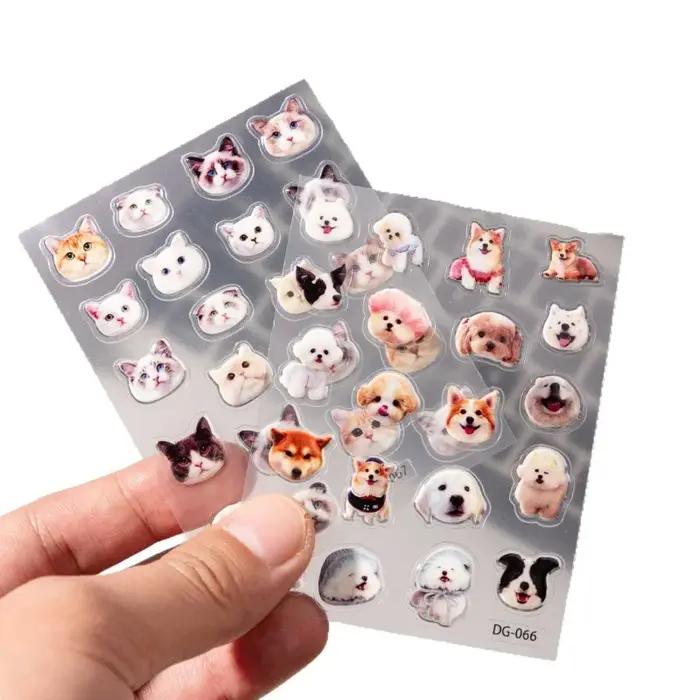 Autocollants de colle Animal chat chien dessin animé mignon autocollants de gelée pour manuel de matériel décoratif DIY bricolage pour enfant et adulte occasions spéciales