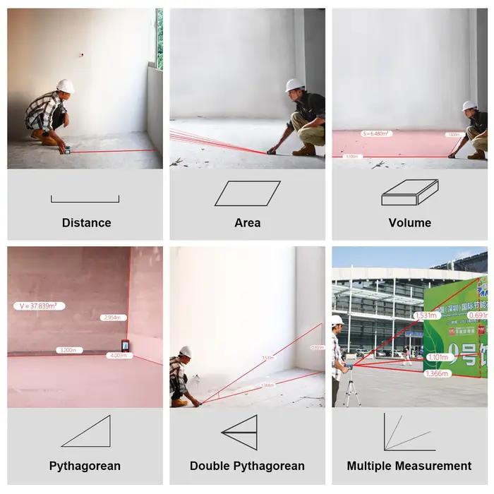 MILESEEY X6 ruban à mesurer Laser 40M 60M 80M 100M, télémètre professionnel avec affichage d'angle p