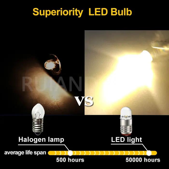 RUIAND31610-Ampoule LED à vis E5, 3V 6V 12V 24V, blanc chaud, blanc froid, 60Lm, étanche, 4.5mm, éco