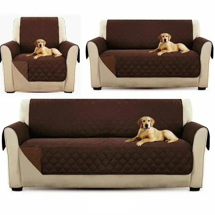 Housse de canapé matelassée anti-usure en polyester blanc corail grenat pour canapé deux places automne hiver confortable durable