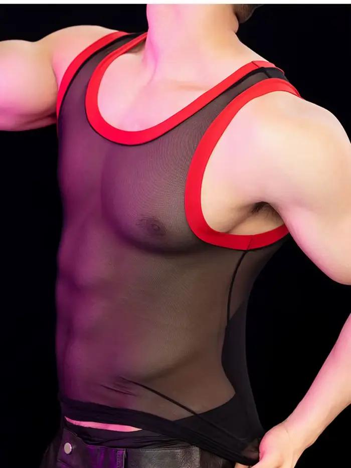 Chemise transparente pour homme, vêtement sexy, mince, précieux, en Y, respirant, en fibre, boîte de nuit, haute élasticité