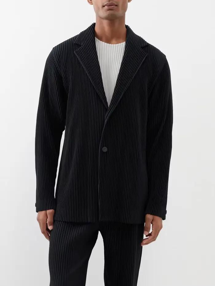 Blazers plissés doublés décontractés, manteau coupe couvertes, veste de haute qualité, mode professi