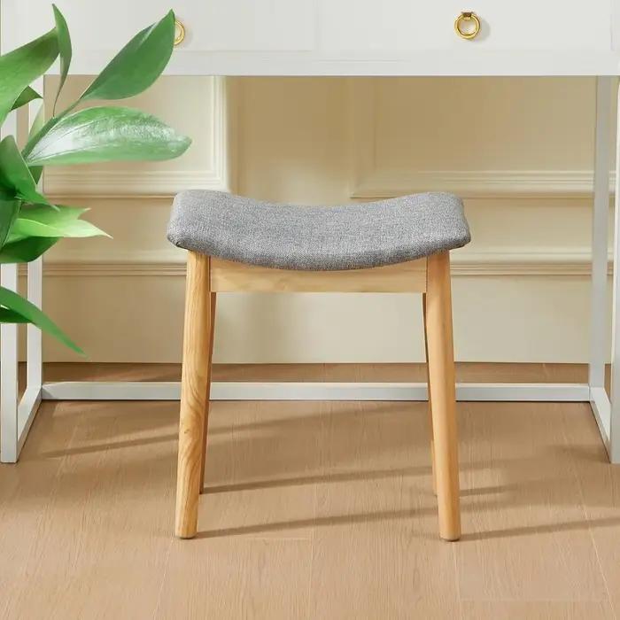 Tabouret de vanité, coussin de selle, tabouret ottoman avec pieds en bois massif, banc de piano mode
