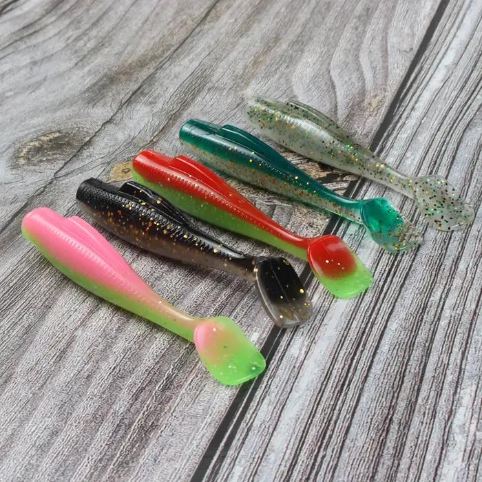 JOHNCOO 6pcsTPR appât souple 80mm 4.8g queue de pagaie souple leurres de pêche appâts artificiels en