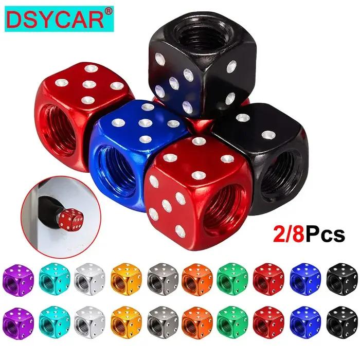 DSYCAR 2/8 pièces bouchons de Valve de pneu en aluminium tige de roue de dés tige de roue de pneu ti