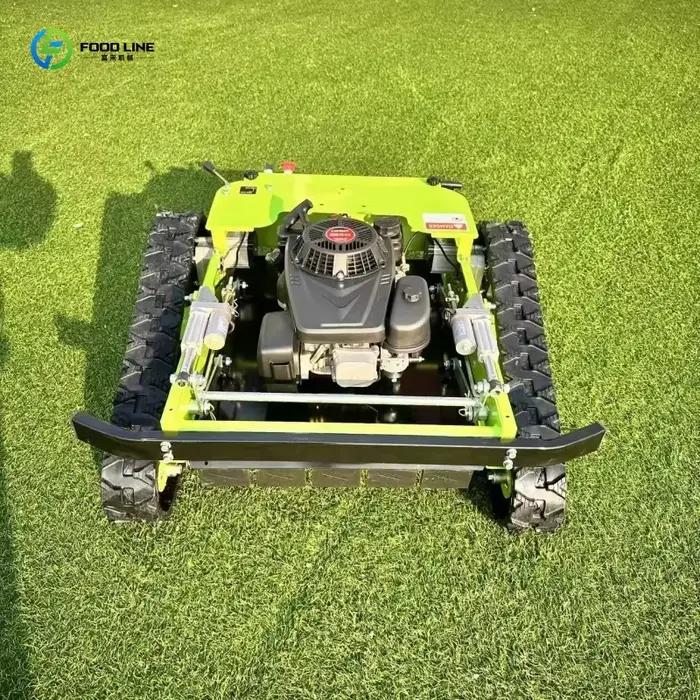 Tondeuse robot agricole télécommandée sur chenilles personnalisée, équipement de fauche robotisé pour petites exploitations agricoles, produit phare