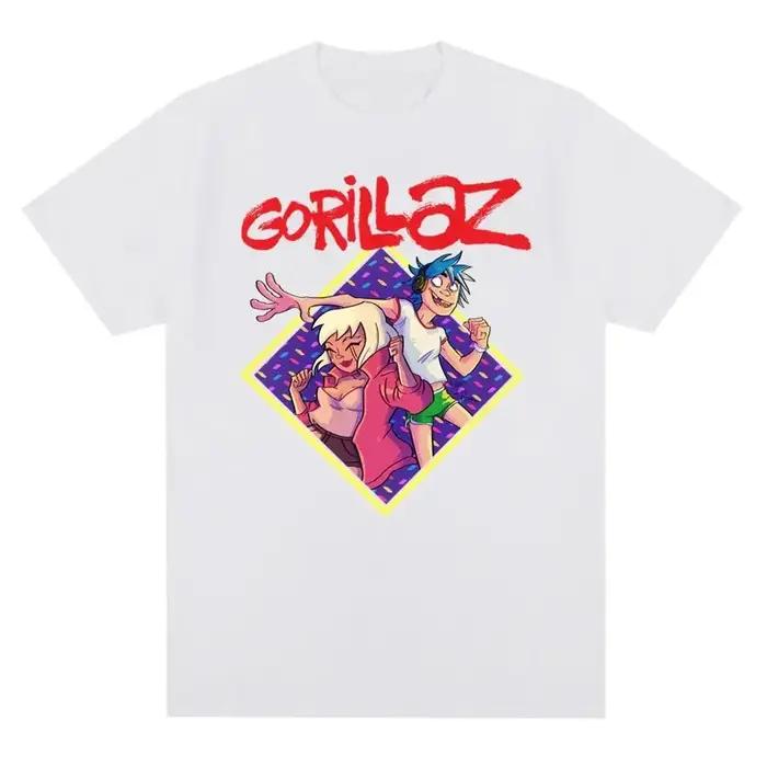 Groupe de musique Gorillazs Punk Rock imprimé t-shirt années 90 décontracté mode manches courtes grande taille