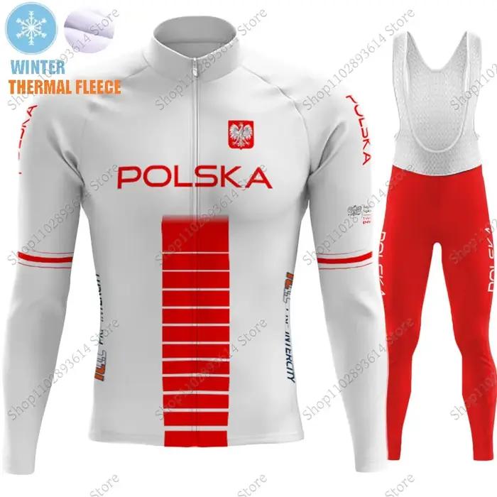 Polska équipe nationale 2025 maillot de cyclisme ensemble pologne hiver été vêtements costume hommes à manches longues vtt vélo route pantalon bavoir Ropa