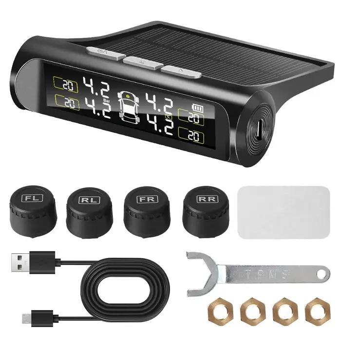 Alarme de Sécurité Automatique Capteur Externe Énergie Solaire Voiture TPMS Système de Surveillance de la Pression des Pneus Affichage LCD Numérique Occasions Spéciales