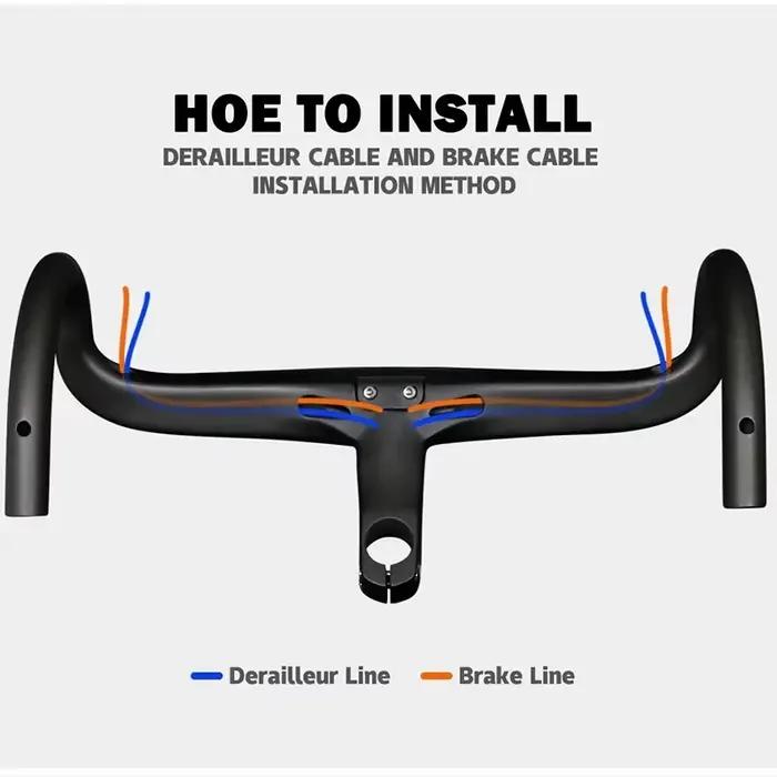 TOSEtransmith-Guidon intégré en fibre de carbone pour vélo de route, barre de poignée ultralégère av