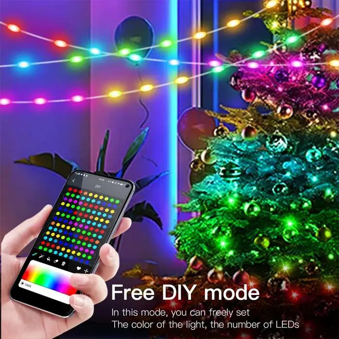 20M RGBIC USB 5V LED Sting lumière Bluetooth musique APP WS2812 Programmable bricolage fée lumières