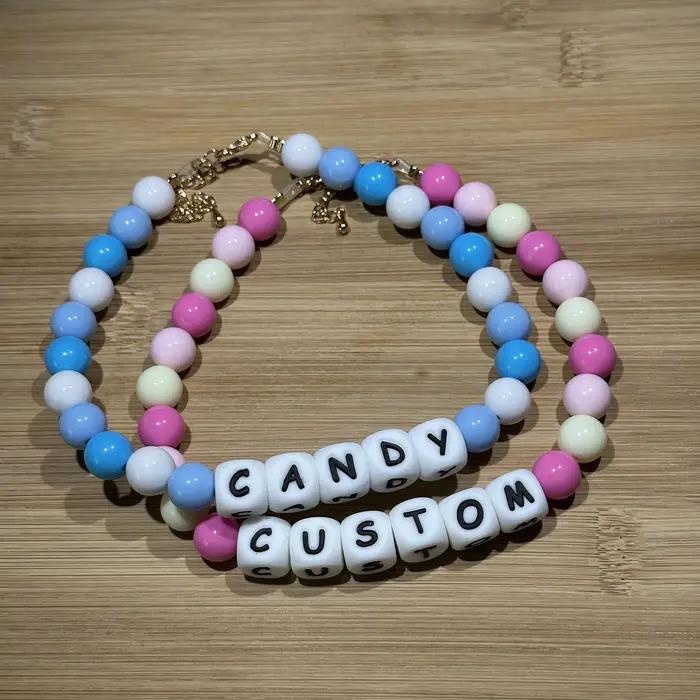 Collier pour animaux de compagnie perlé personnalisé-collier avec nom personnalisé pour chiens et chats garçons et filles longueur réglable Chihuahua bouledogue Corgi