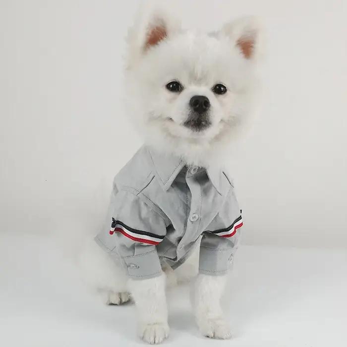 Tenues pour animaux de compagnie élégantes design britannique pour chien chat vêtements de sport occasions spéciales Blanc Bleu Gris Clair