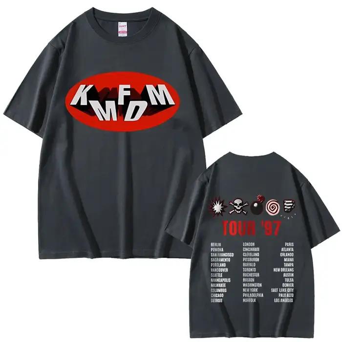 Rock Band Kmfdm Tour 97 T-shirt imprimé graphique été hommes femmes Vintage gothique Punk Streetwear mâle décontracté