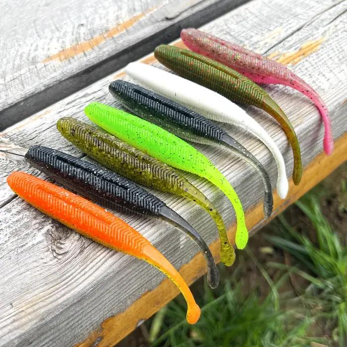 Spinpoler bâton ver Softbait leurre de pêche salé queue droite 75mm 90mm 110mm parfait natation plas