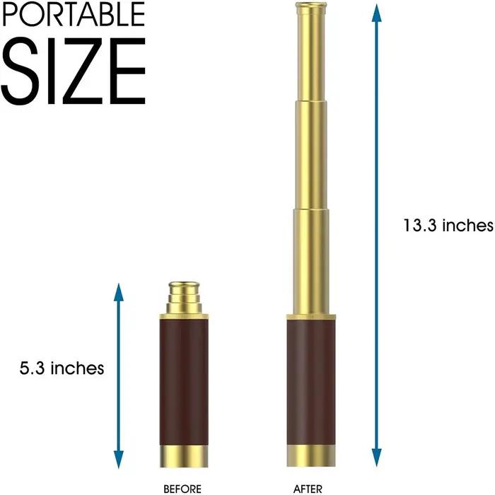 Lunette pirate 25x30 en laiton télescopique pour chasse randonnée - Grossissement puissant et portable