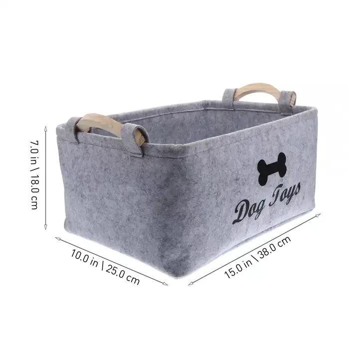 Boîte de rangement pour jouets d'animaux en feutre durable avec poignées en bois pour chiens et chats occasions spéciales-decoration-interieur-fournitures-toilettage-gift