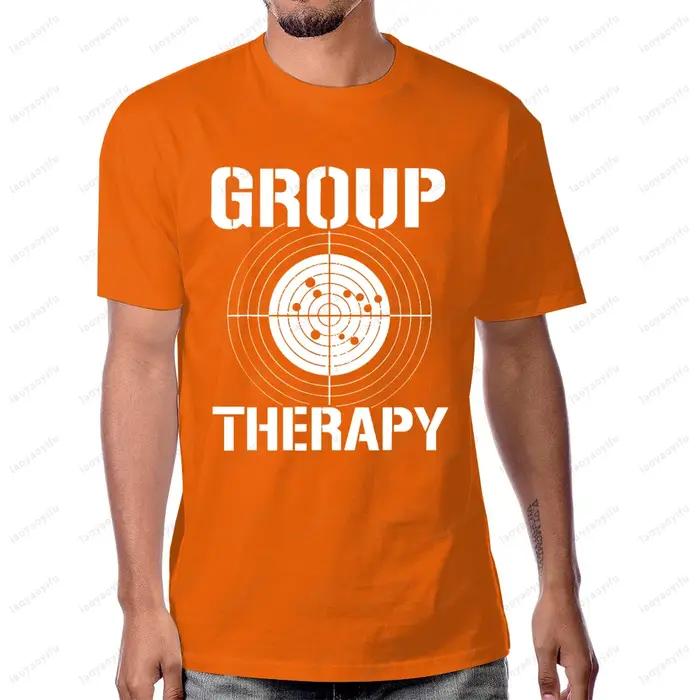 Thérapie de groupe tir drôle pistolet graphique T-Shirt décontracté mode ample Harajuku homme