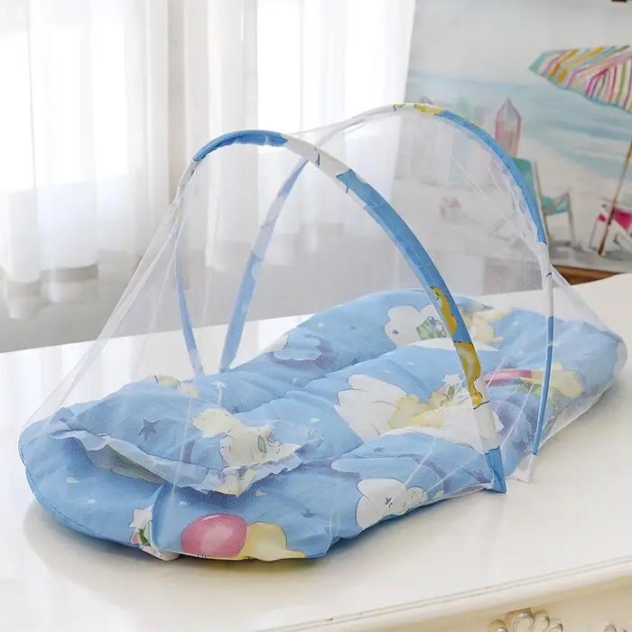 Moustiquaire Portable Pliable pour Lit de Bébé, Filet CPull en Polyester avec Oreiller et Rembourrag