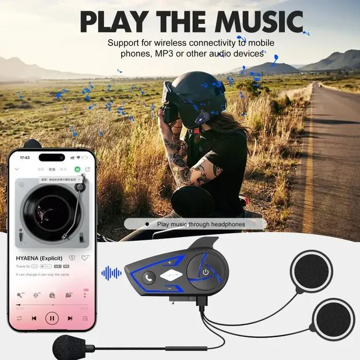 Casque Interphone Bluetooth S3 1000M, Étanche, Moto, Lumière Ambiante RGB