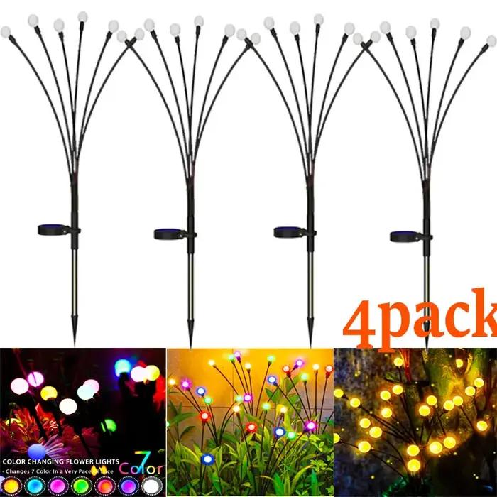 Paquet de 12 lumières solaires LED extérieures étanche Starburst solaire luciole