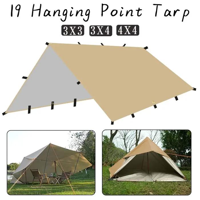 Tente de survie imperméable à 19 points de suspension, bâche, abri solaire, pare-soleil, auvent de c