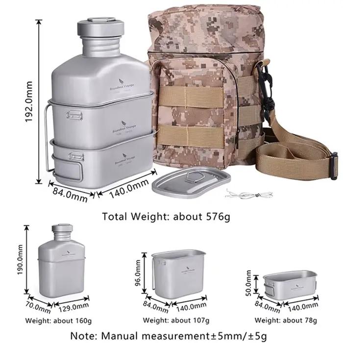 Bouteille de Voyage militaire en plein air Camping randonnée tasses à eau titane ustensiles de cuisi
