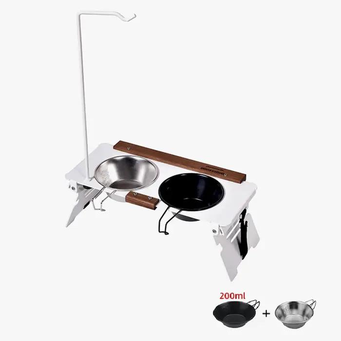 Support de bol pliable pour animaux de compagnie avec poteau de lampe pour chiens et chats
