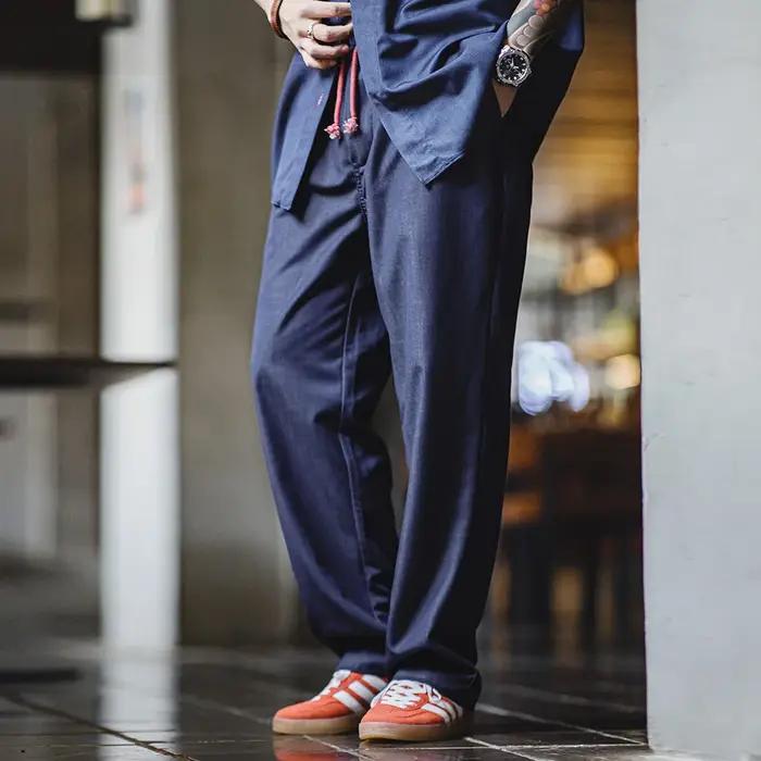 Maden-Pantalon en Denim Vintage pour Homme, Vêtement Droit, Décontracté, Taille Moyenne, Respirant,