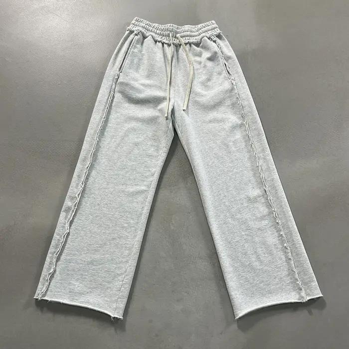 Pantalon de survêtement vintage à jambe large, coton Terry, style américain rétro, confortable pour homme, pour détente et occasions décontractées