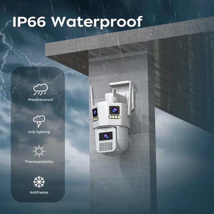 Caméra sécurité WiFi IP 15MP HD trois objectifs