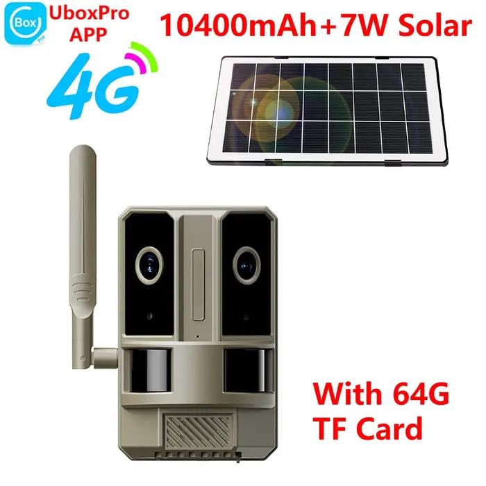Caméra de sécurité extérieure solaire 4G LTE double objectif double PIR 4MP vision nocturne pour la chasse, la surveillance de la faune et la sécurité domestique