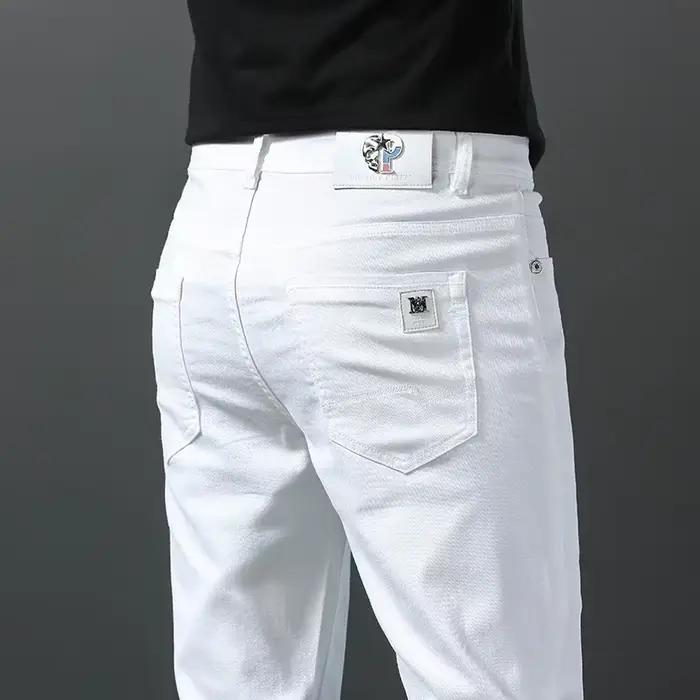 2025 printemps été nouveau 98% coton hommes Slim jean droit décontracté mode crayon pantalon haute q