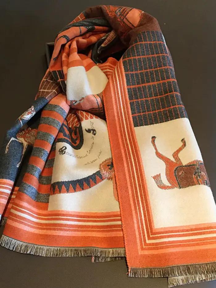 Écharpe Double face française haut de gamme, châle deux en un pour femmes, automne hiver, polyvalent