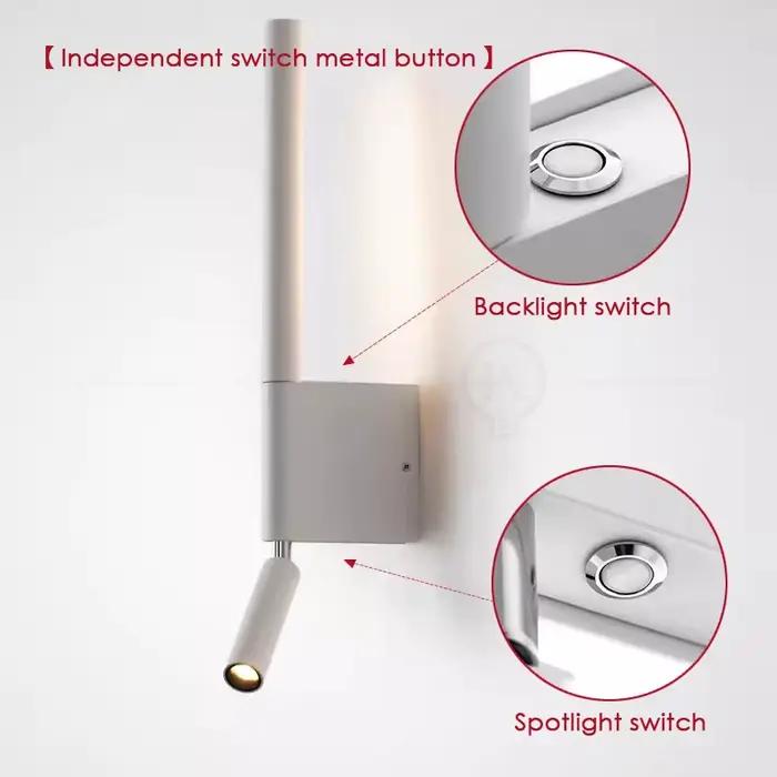 Applique de chevet rotative à 330 degrés, lampe de lecture réglable avec interrupteur, minimaliste,