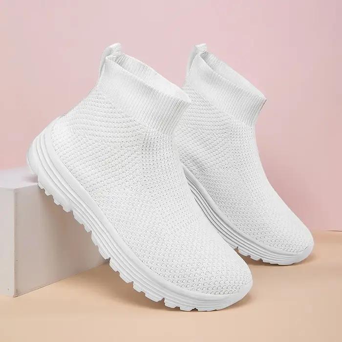 Chaussures de course montantes pour hommes et femmes, baskets décontractées en maille noire, légères