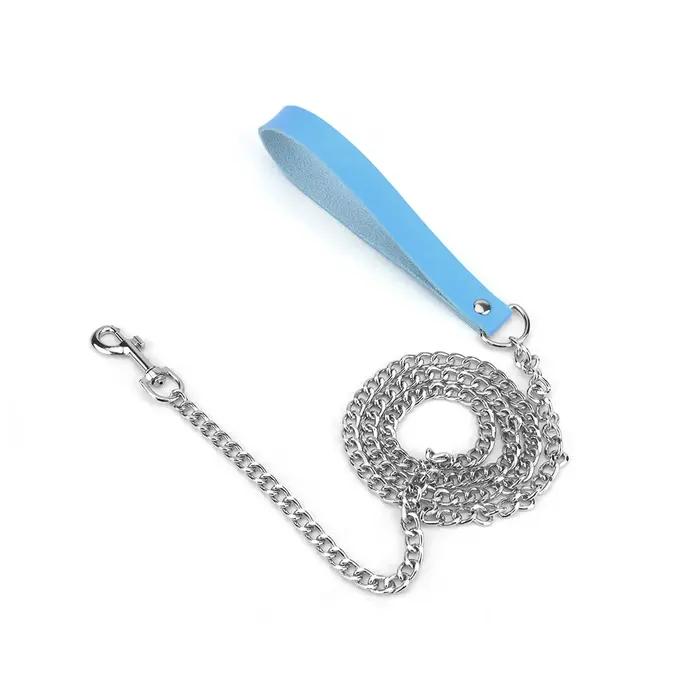 Laisse pour chien en métal avec poignée confortable, sécurité améliorée et confort, chiens de taille moyenne et petite, 120cm
