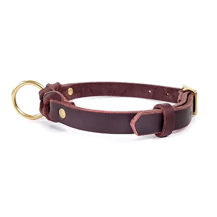 Collier pour chien de taille moyenne à grande en cuir véritable tressé