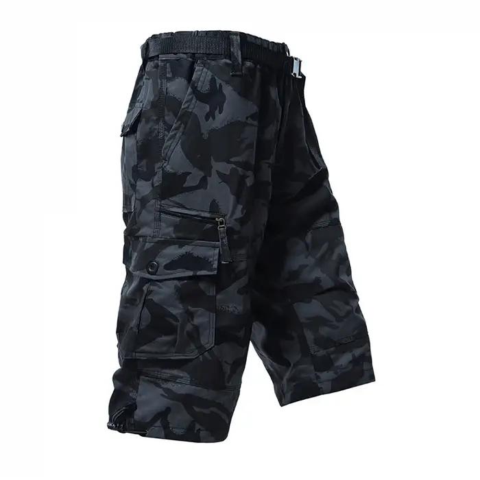 Shorts cargo décontractés pour hommes, style européen et américain, multi-poches, coupe capri, coton pur, motif camouflage, parfait pour les activités extérieures et les sorties en ville
