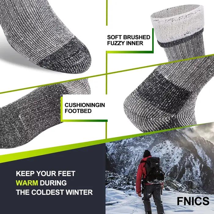 Chaussettes chaudes laine mérino 3 paires homme femme - Hiver chasse randonnée sports outdoor épaisses