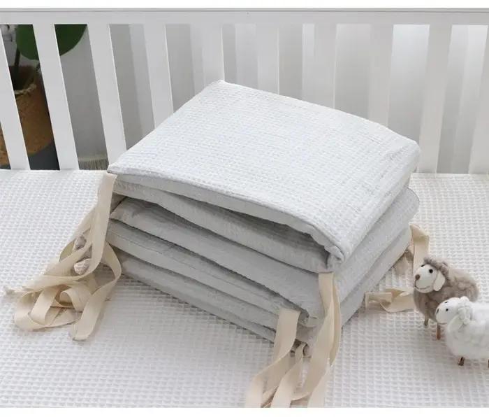 Ensemble de pare-chocs de berceau de bébé lavable en coton gaufré une pièce pour les nouveau-nés pour empêcher les bosse