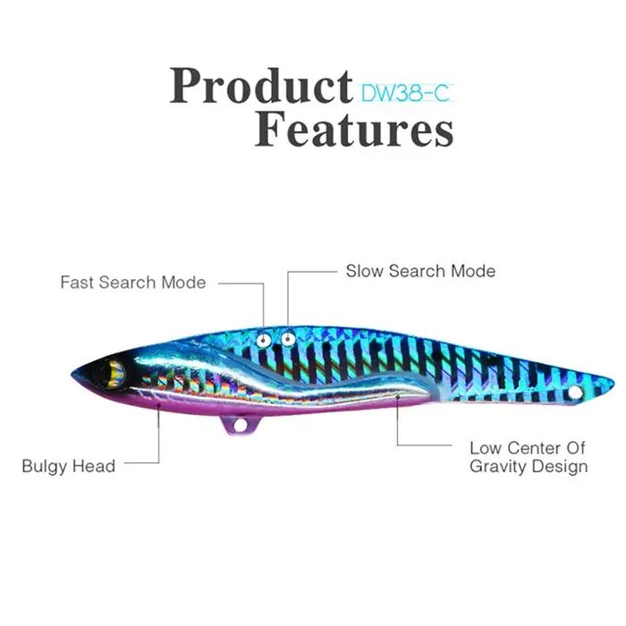 4 pièces VIB leurre de pêche 23g 35g gabarit en métal coulant grande lame longue fonte triple croche